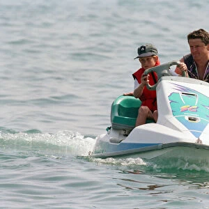 Prince Harry on a jet ski while on holiday in Marbella, Spain, July 1994