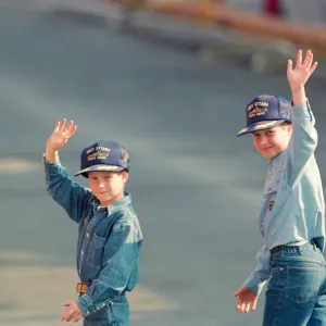 Prince Harry (left) and Prince William (right) wave to the cameras during their tour of Prince Harry (left) and Prince William (right) wave to the cameras during their tour of