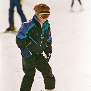 Prince Harry pictured on a skiing holiday. He is on holiday with his mother