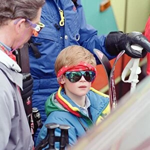 Prince Harry and Prince Charles pictured during a skiing holiday in Klosters, Switzerland