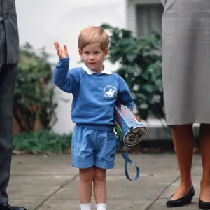 Prince Harry's First Day at Mrs Mynors Nursery School Print (1987)