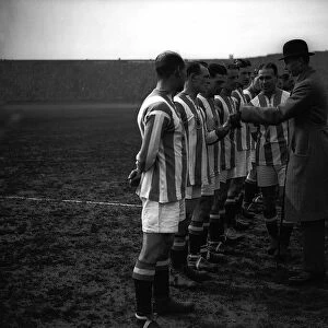 Prince Henry greets the Huddersfield team June 1920 before the Cup Final at