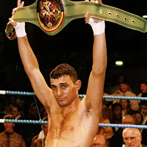 Prince Naseem Hamed boxer with the WBC title belt