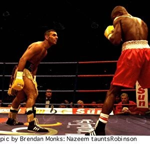 Prince Naseem Hamed taunts Steve Robinson during WBO featherweight championship fight at