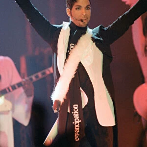 Prince performing at The Brit Music Awards at Earls Court. 24th February 1997