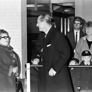 Prince Philip, Duke of Edinburgh arrives at Coventry Station