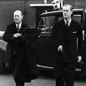 Prince Philip, Duke of Edinburgh arriving at the English Electric Comapny