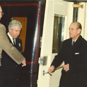 Prince Philip, Duke of Edinburgh, arriving at Newcastle Central Station