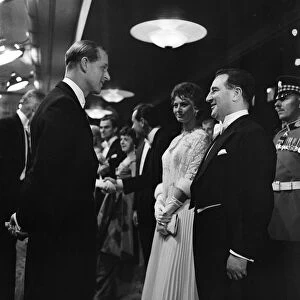 Prince Philip, Duke of Edinburgh greets guests including Sophia Loren at the Royal Film