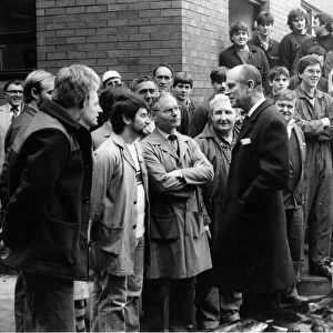 Prince Philip, Duke of Edinburgh, meets workers at British Sidac in Wigton in Cumbria