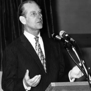 Prince Philip at Sky Blue Connexion Opening Print, 1980