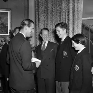Prince Philip, Duke of Edinburgh at a pillar box presentation. 6th November 1953 Prince Philip, Duke of Edinburgh at a pillar box presentation. 6th November 1953