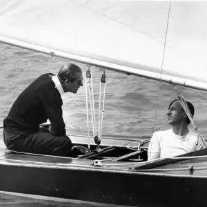 Prince Philip, Duke of Edinburgh, sails Coweslip at Cowes with crewman John Collis Prince Philip, Duke of Edinburgh, sails Coweslip at Cowes with crewman John Collis
