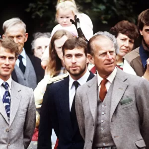 Prince Philip, the Duke of Edinburgh, with his two sons Prince Edward