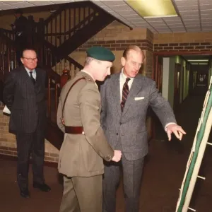 Prince Philip, Duke of Edinburgh, during his visit to the Royal Marines Reserve at Anzio