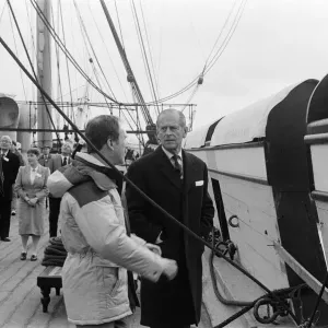 Prince Philip, Duke of Edinburgh, visiting HMS Warrior, Hartlepool, County Durham Prince Philip, Duke of Edinburgh, visiting HMS Warrior, Hartlepool, County Durham