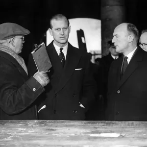 Prince Philip, Duke of Edinburgh, visiting Liverpool. At West Huskisson Dock the Duke