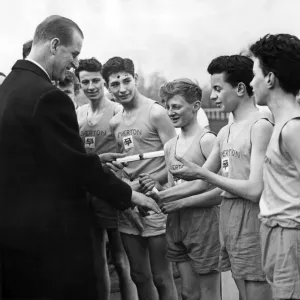 Prince Philip, Duke of Edinburgh, visiting Liverpool. At the Liverpool Boys