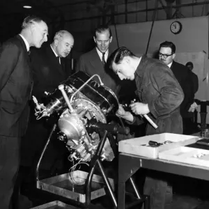 Prince Philip, The Duke of Edinburgh, visiting the Rover company in Solihull