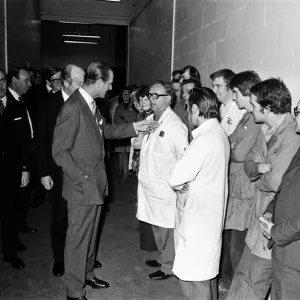 Prince Philip, Duke of Edinburgh visits the Dunlop Engineering Aviation Division works in