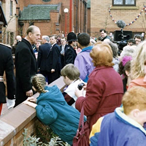 Prince Philip, Duke of Edinburgh visits Manchester. 5th March 1993
