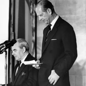 Prince Philip, Duke of Edinburgh, visits Newcastle to address a North-East Coast