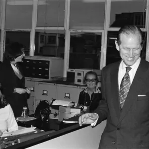 Prince Philip, Duke of Edinburgh, visits the offices of the Daily Mirror, Holborn office