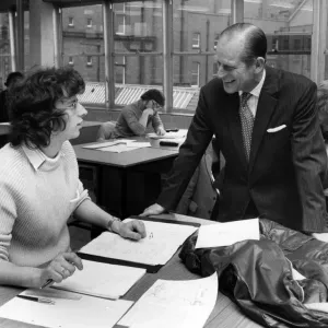 Print of Prince Philip visiting Salford University in 1976 Print of Prince Philip visiting Salford University in 1976