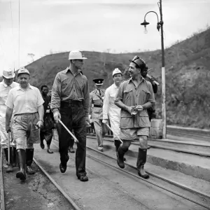 Prince Philip, Duke of Edinburgh, wearing overalls and hemet Prince Philip, Duke of Edinburgh, wearing overalls and hemet