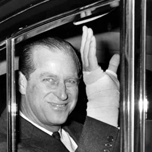Prince Philip leaves hospital after having an operation on his hand - 31 December 1967