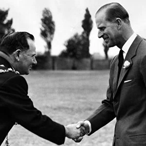 Prince Philip meets the Mayor of Darlington. 25th June 1960