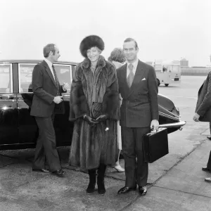 Print of Prince and Princess Michael of Kent at Heathrow Airport