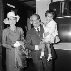 Prince Rainier and Princess Grace with Stephanie at Euston Print 1967 Prince Rainier and Princess Grace with Stephanie at Euston Print 1967