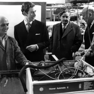 The Prince of Wales inspecting some of finished project at the Hoover factory in Merthyr