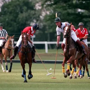Print of the Prince of Wales and Major James Hewitt Playing Polo