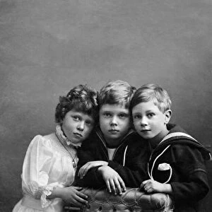 Prince of Wales with Prince Albert and Princess Mary pose for a portrait