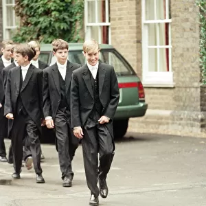 Prince William arrives at for his first day at Eton College, Windsor. 7th September 1995