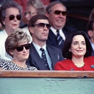 Princes Diana attends the Mens Singles Final between Michael Stich