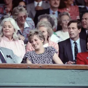 Princes Diana attends the Mens Singles Final between Michael Stich Princes Diana attends the Mens Singles Final between Michael Stich