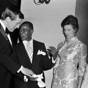 Print of Princess Alexandra meeting Louis Armstrong at a Savoy Hotel party
