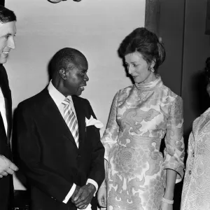 Print of Princess Alexandra meeting Louis Armstrong at a Savoy Hotel party