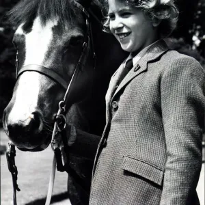 Print of Princess Anne with her pony Greensleeves