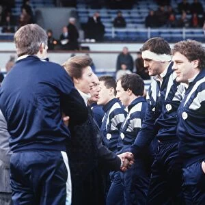 Princess Anne meets rugby players at Scotland v Wales January 1989