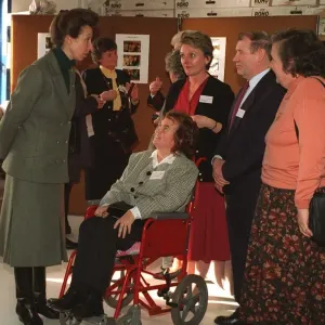 Princess Anne Princess Royal chats at a visit to the offices of the Scottish Motor