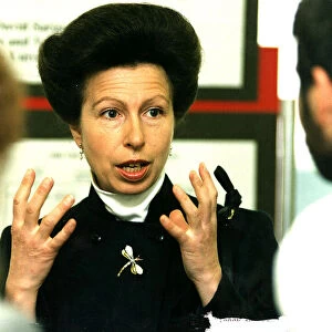 Princess Anne visit to Edinburgh Zoo both hands up no rings on fingers