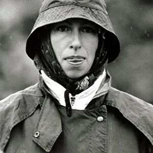 Princess Anne in Wet Weather Rainy rain hood up Windsor Horse Show May