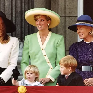 Princess Beatrice on the palace balcony with her mother the Duchess Of York