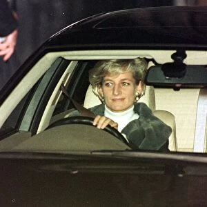 Princess Diana arrives at Eton for Prince Williams Carol Concert 8th December
