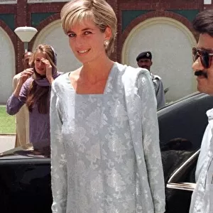 Princess Diana arriving at Lahore Airport in Lahore, Pakistan for a short visit to raise