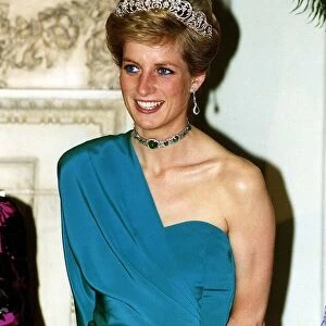 Princess Diana attends a banquet at Mansion House hosted by the Lord Mayor of London in